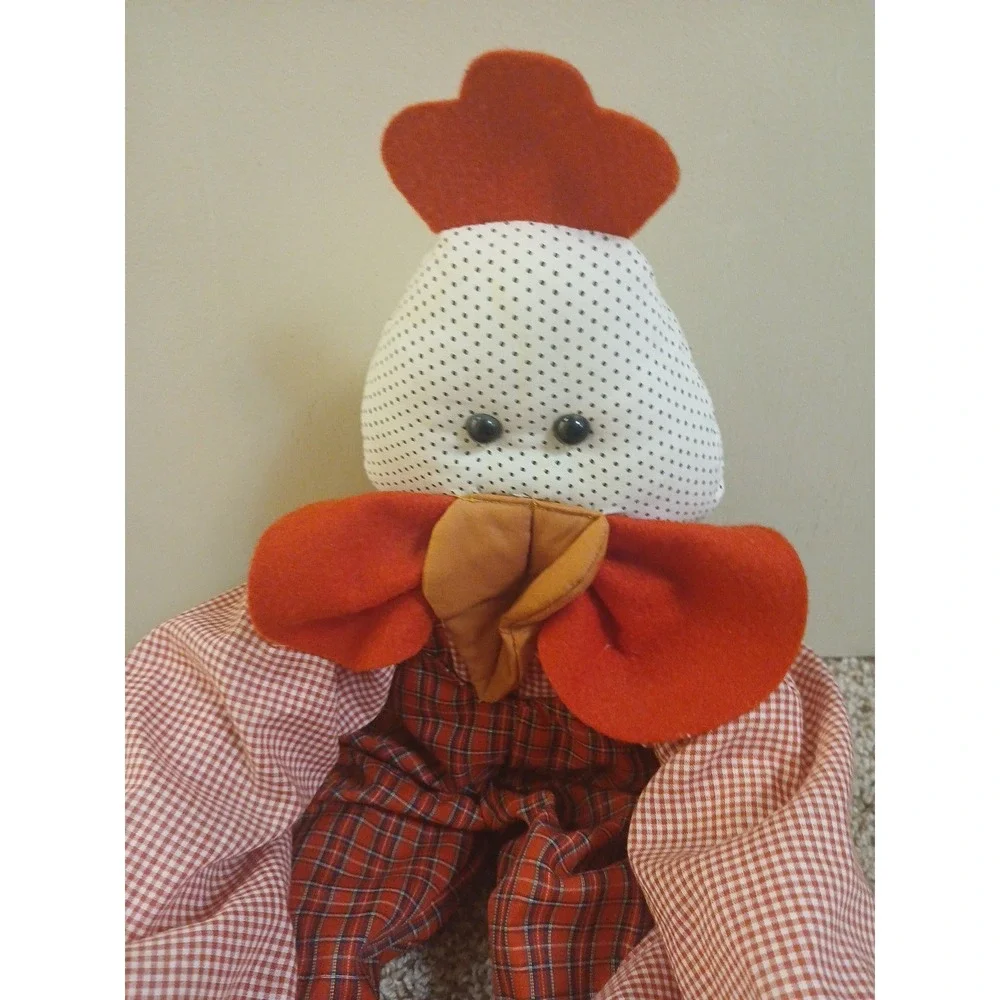 Vintage Handmade Stuffed‎ Chicken Guy Tall 2 feet Door Knob Holder